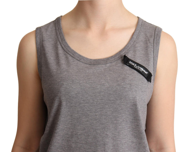 Elegantes ärmelloses Tank-Top aus grauem Baumwoll-Jersey