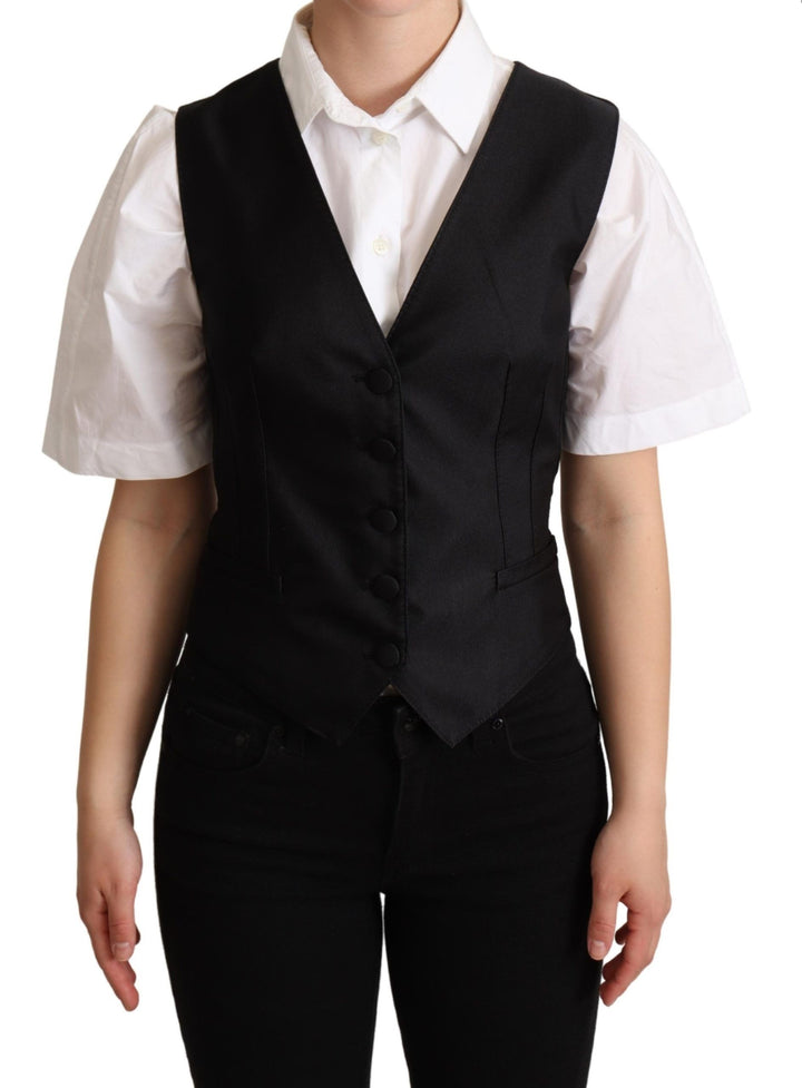 Elegant black silk blend vest