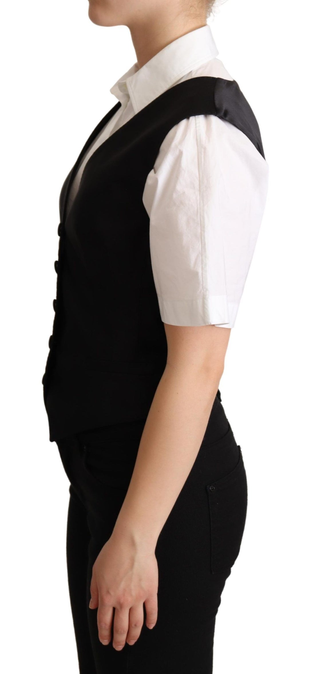 Elegant black silk blend vest
