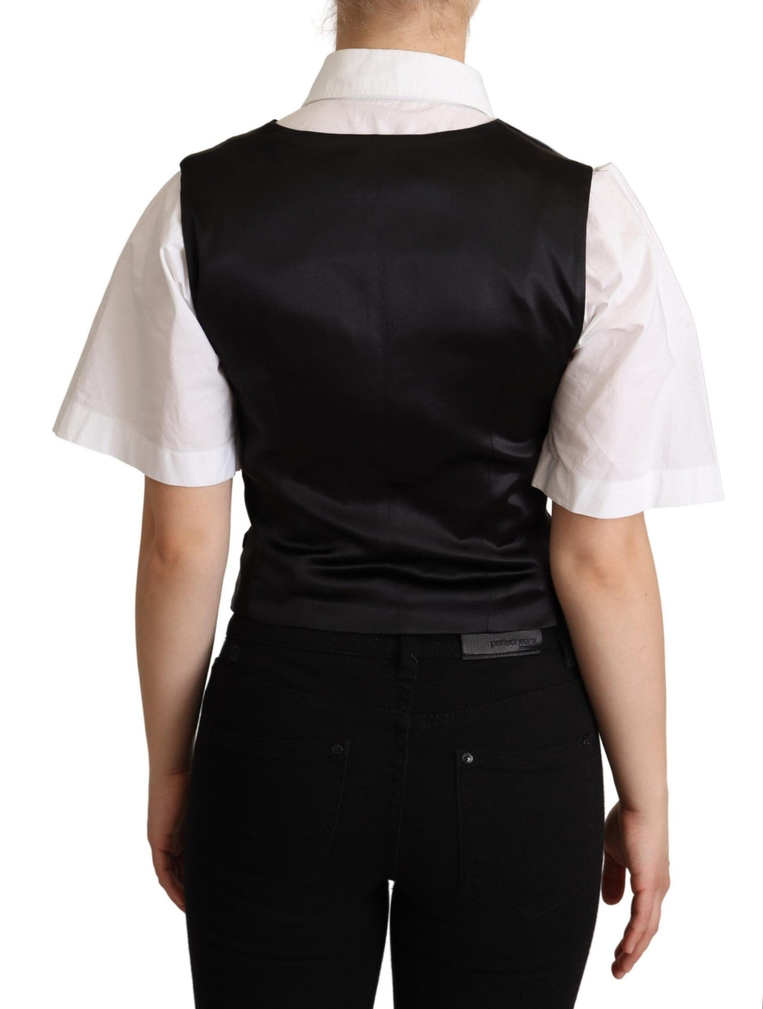 Elegant black silk blend vest