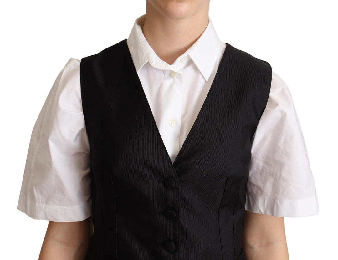Elegant black silk blend vest