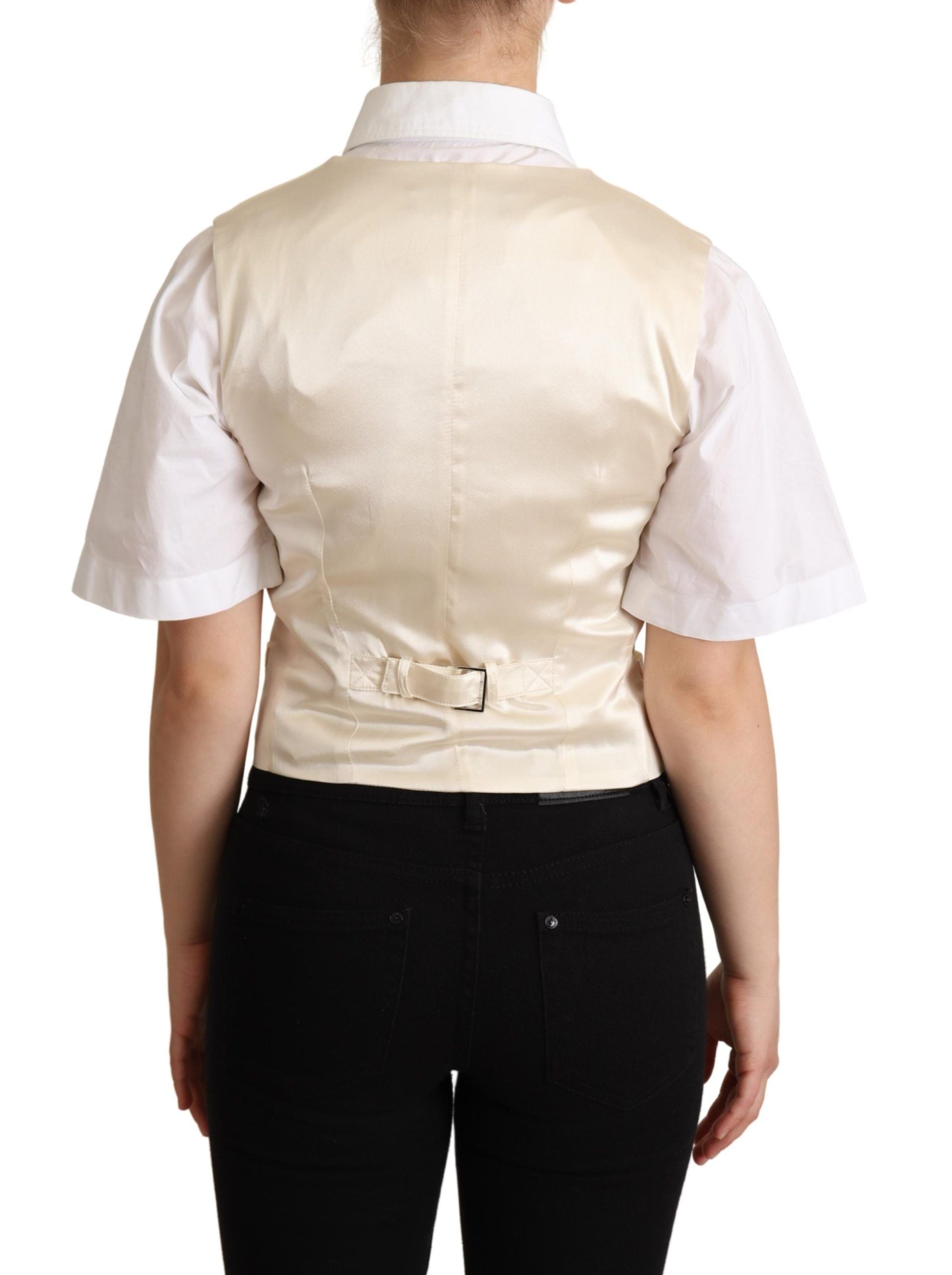 Beige silk blend sleeveless vest luxury waistcoat