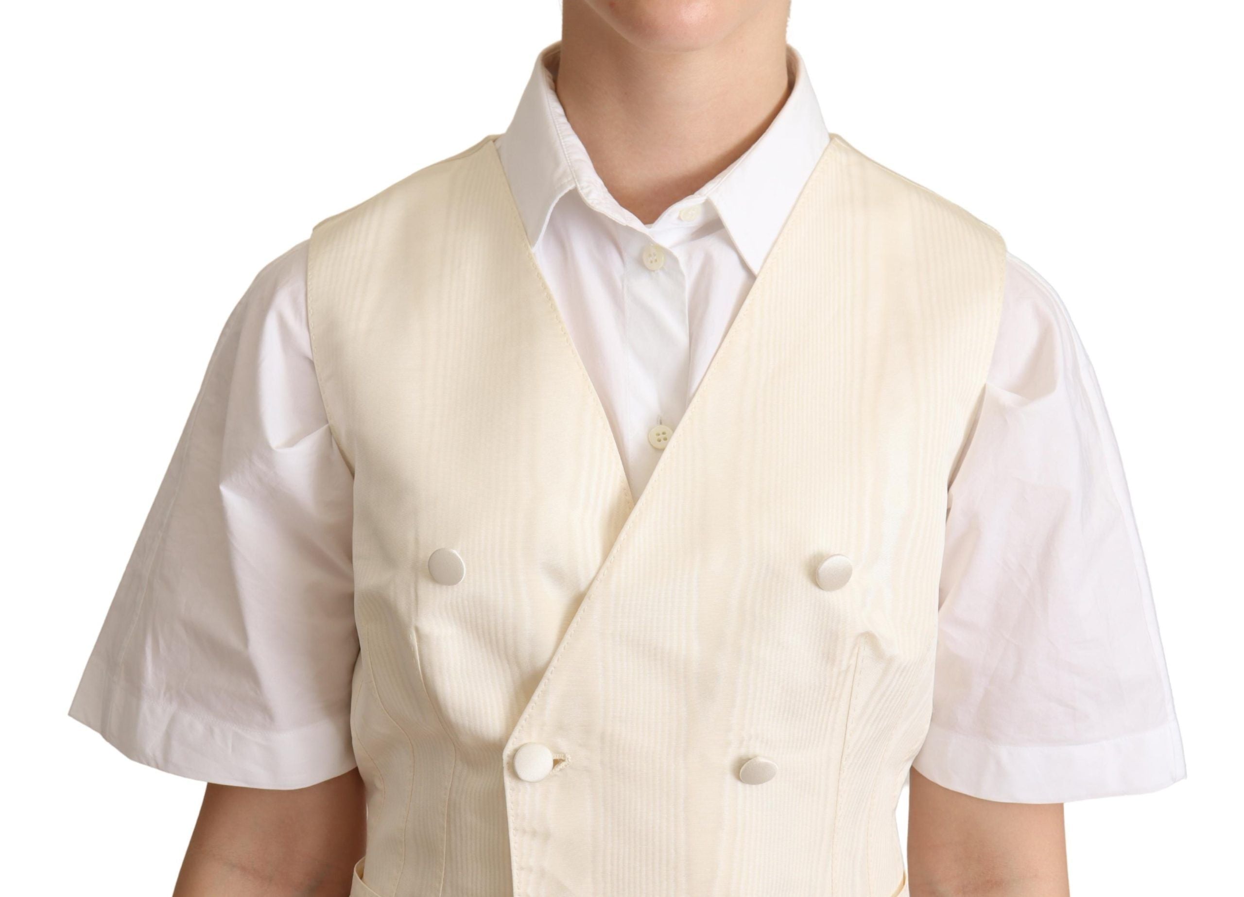 Beige silk blend sleeveless vest luxury waistcoat