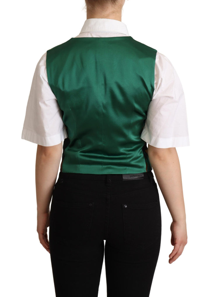 Elegante grüne Weste mit Blattdruck