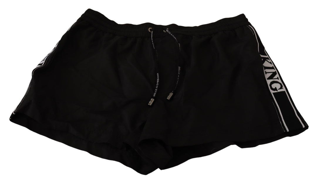 Elegante schwarze KING Motiv-Badehose
