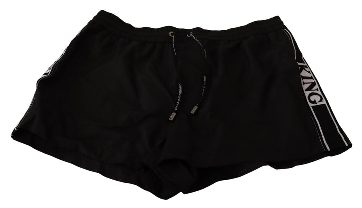Elegante schwarze KING Motiv-Badehose