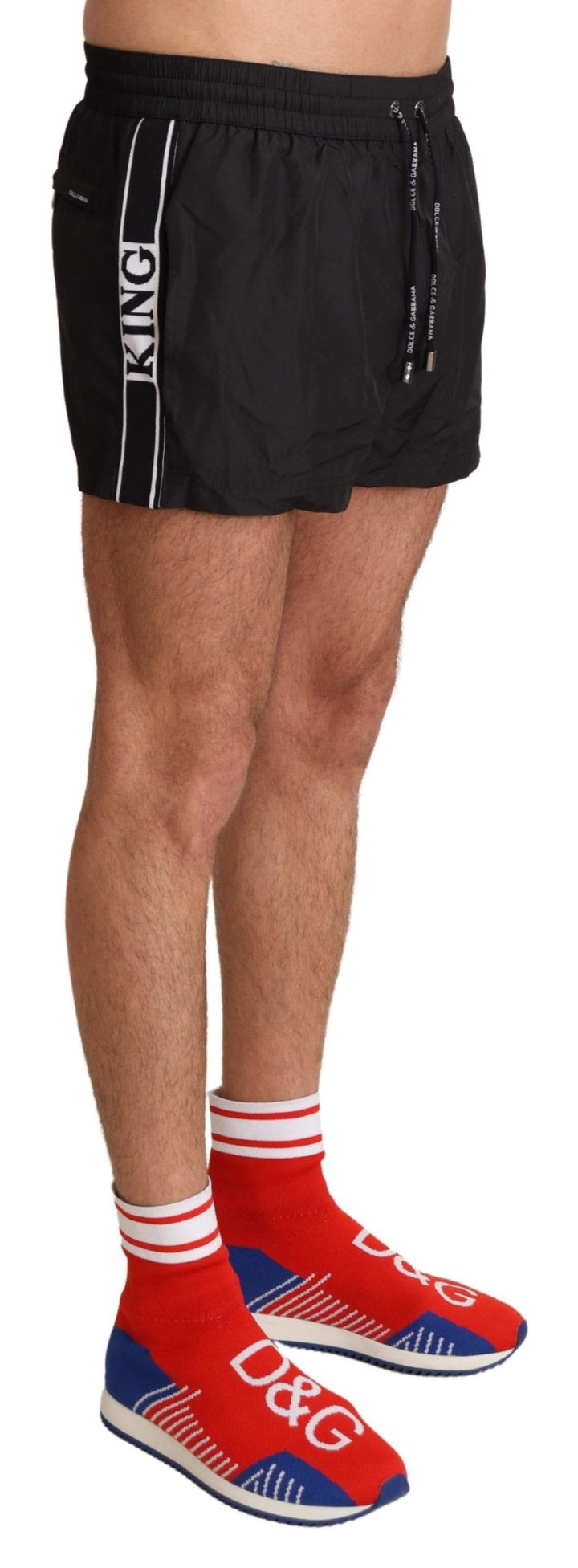 Elegante schwarze KING Motiv-Badehose