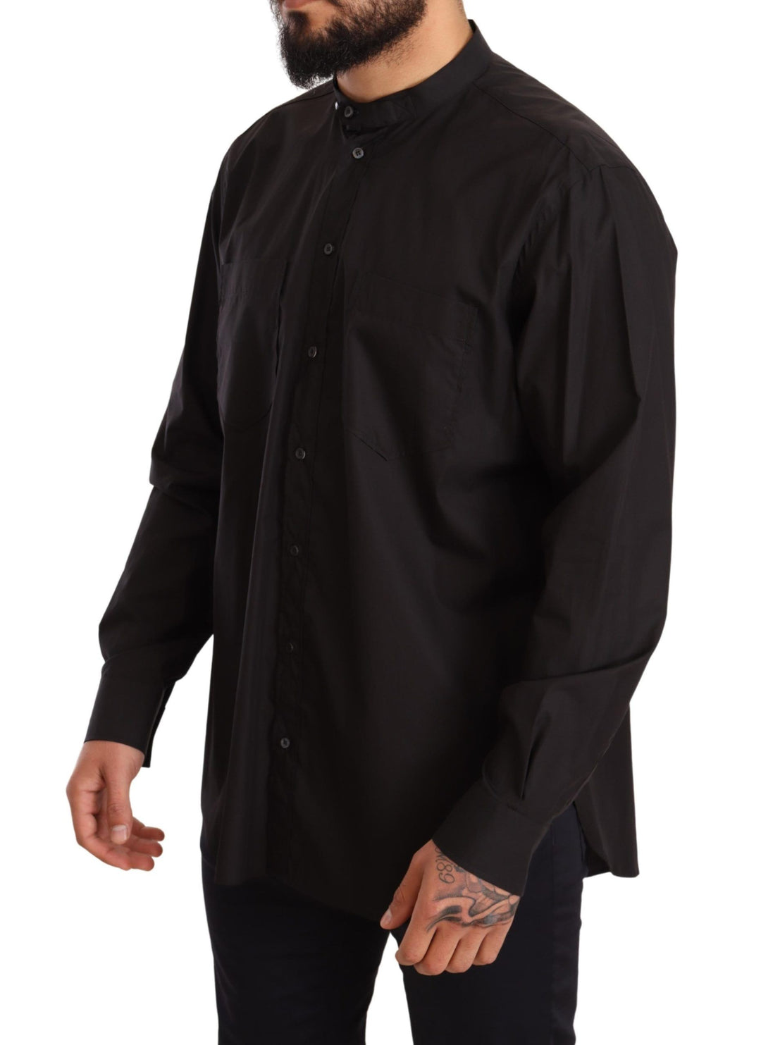 Elegantes schwarzes Herrenhemd aus 100% Baumwolle