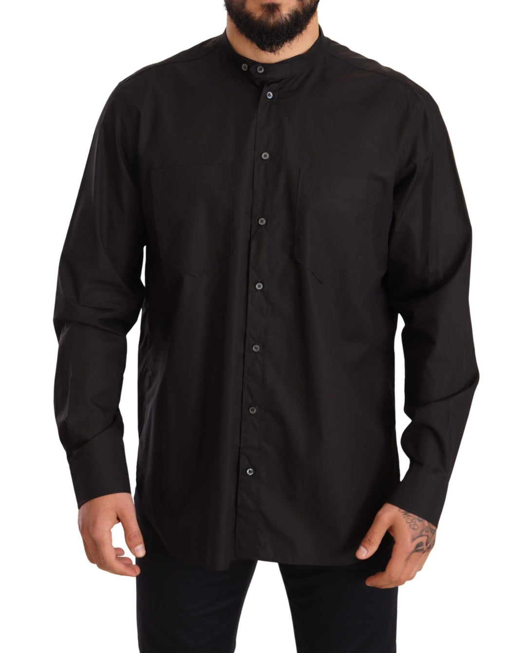 Elegantes schwarzes Herrenhemd aus 100% Baumwolle