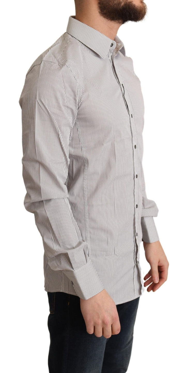 Elegant grey striped slim fit shirt