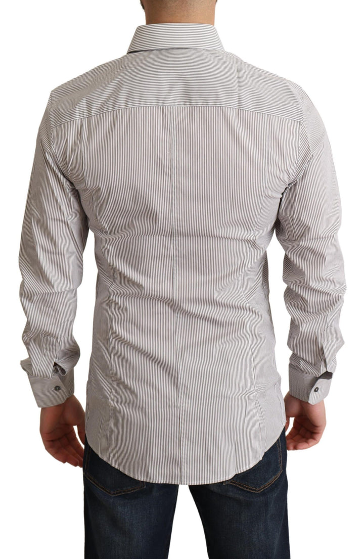 Elegant grey striped slim fit shirt