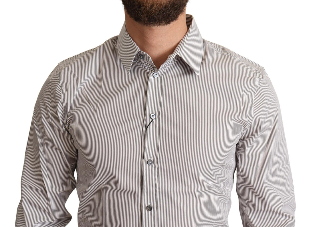 Elegant grey striped slim fit shirt