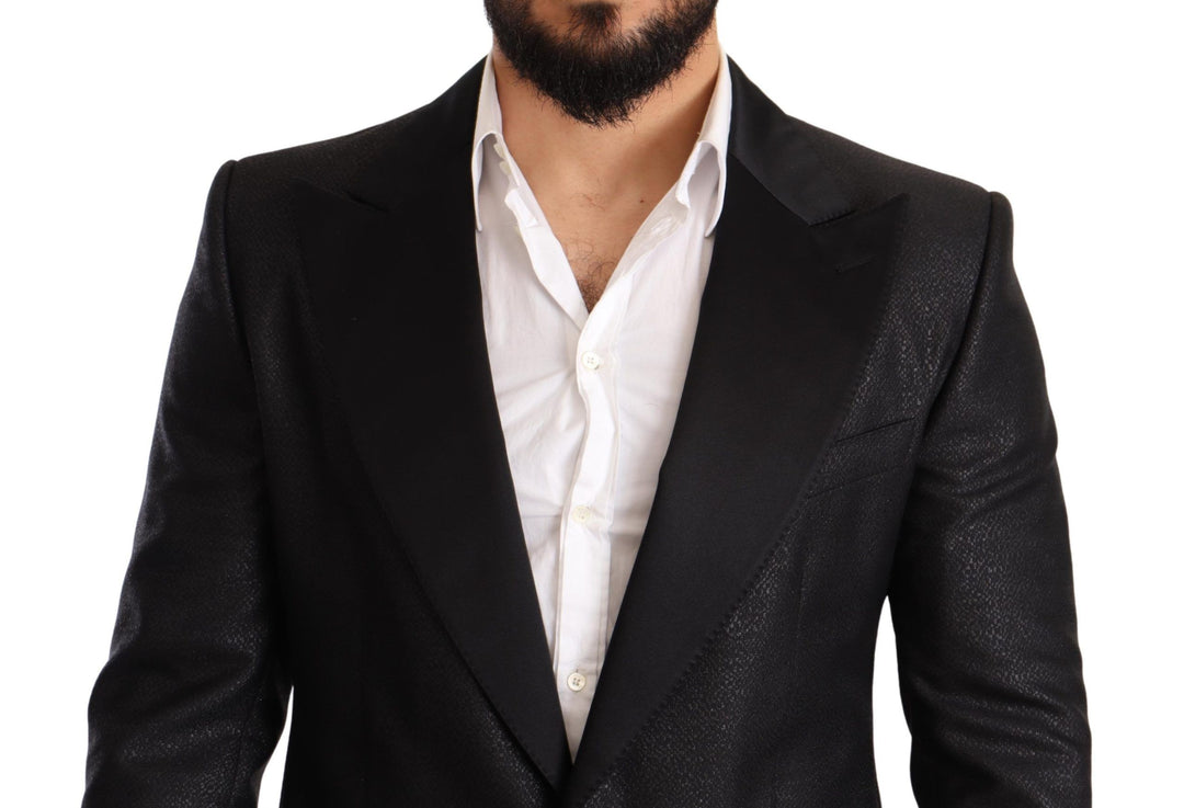 Elegante Schwarz Metallic Slim Fit Blazer Jacke