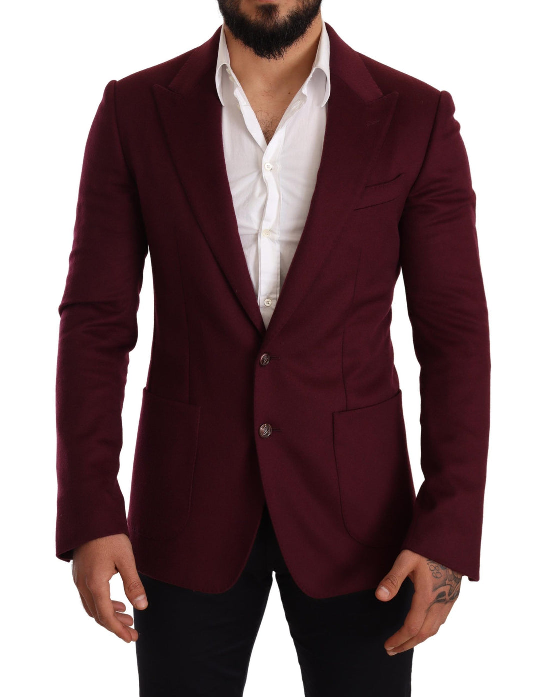 Kastanienbrauner Kaschmirmantel Slim Fit Jacke Blazer