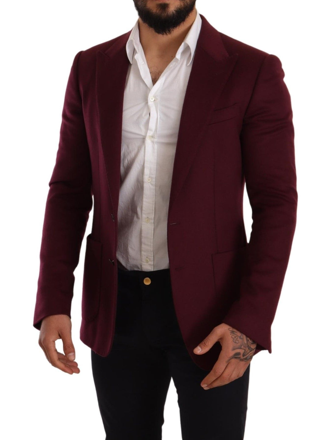 Kastanienbrauner Kaschmirmantel Slim Fit Jacke Blazer