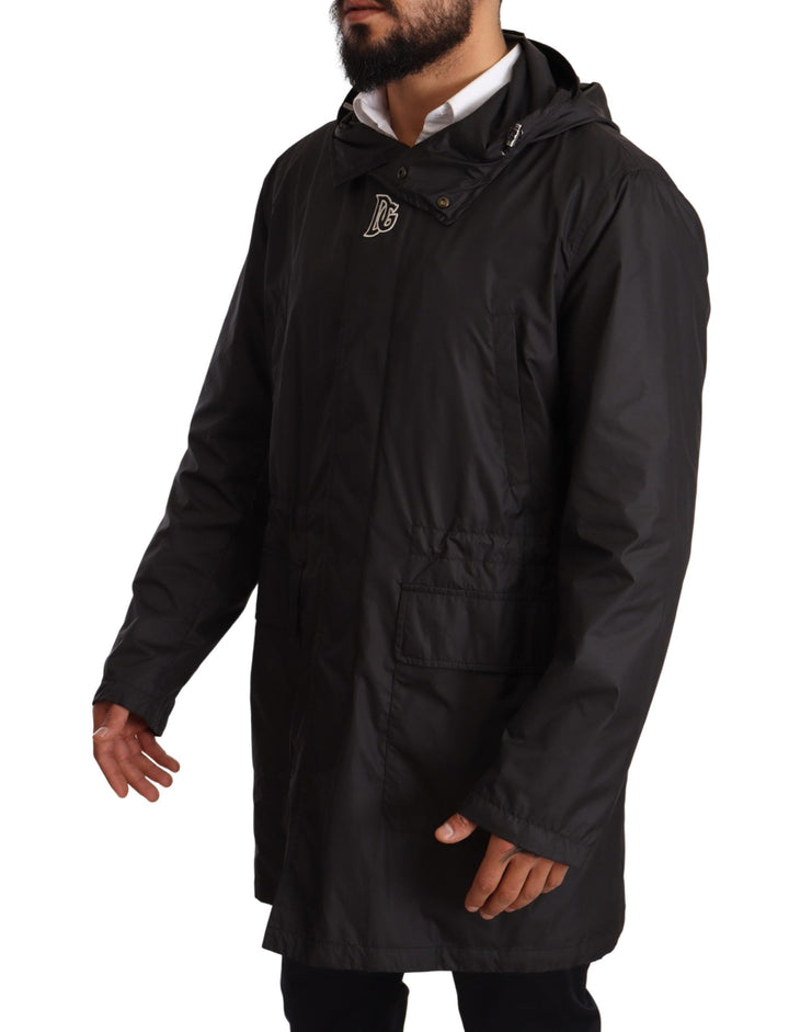 Elegante Schwarze Blouson-Jacke mit Kapuze