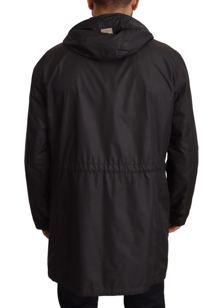 Elegante Schwarze Blouson-Jacke mit Kapuze