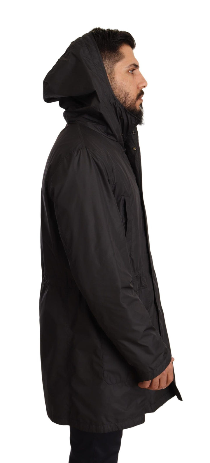 Elegante Schwarze Blouson-Jacke mit Kapuze