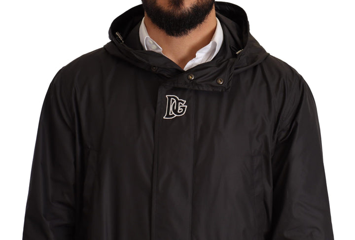 Elegante Schwarze Blouson-Jacke mit Kapuze