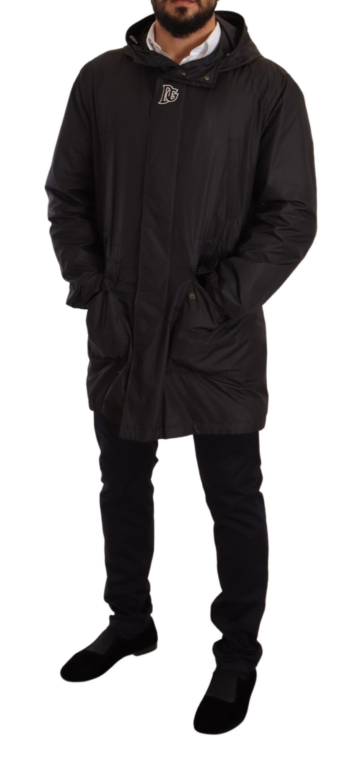 Elegante Schwarze Blouson-Jacke mit Kapuze