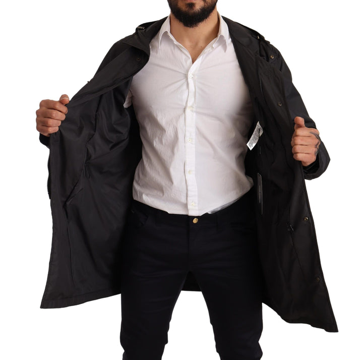 Elegante Schwarze Blouson-Jacke mit Kapuze