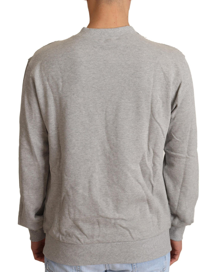 Raffinierter grauer Pullover mit Rundhalsausschnitt
