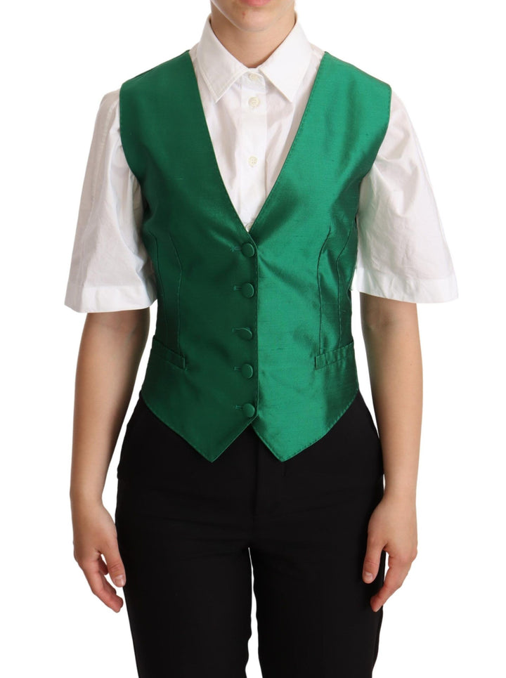 Elegante grüne Weste aus Seidenmischung
