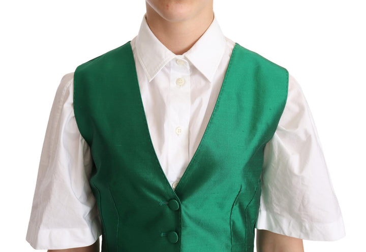 Elegante grüne Weste aus Seidenmischung