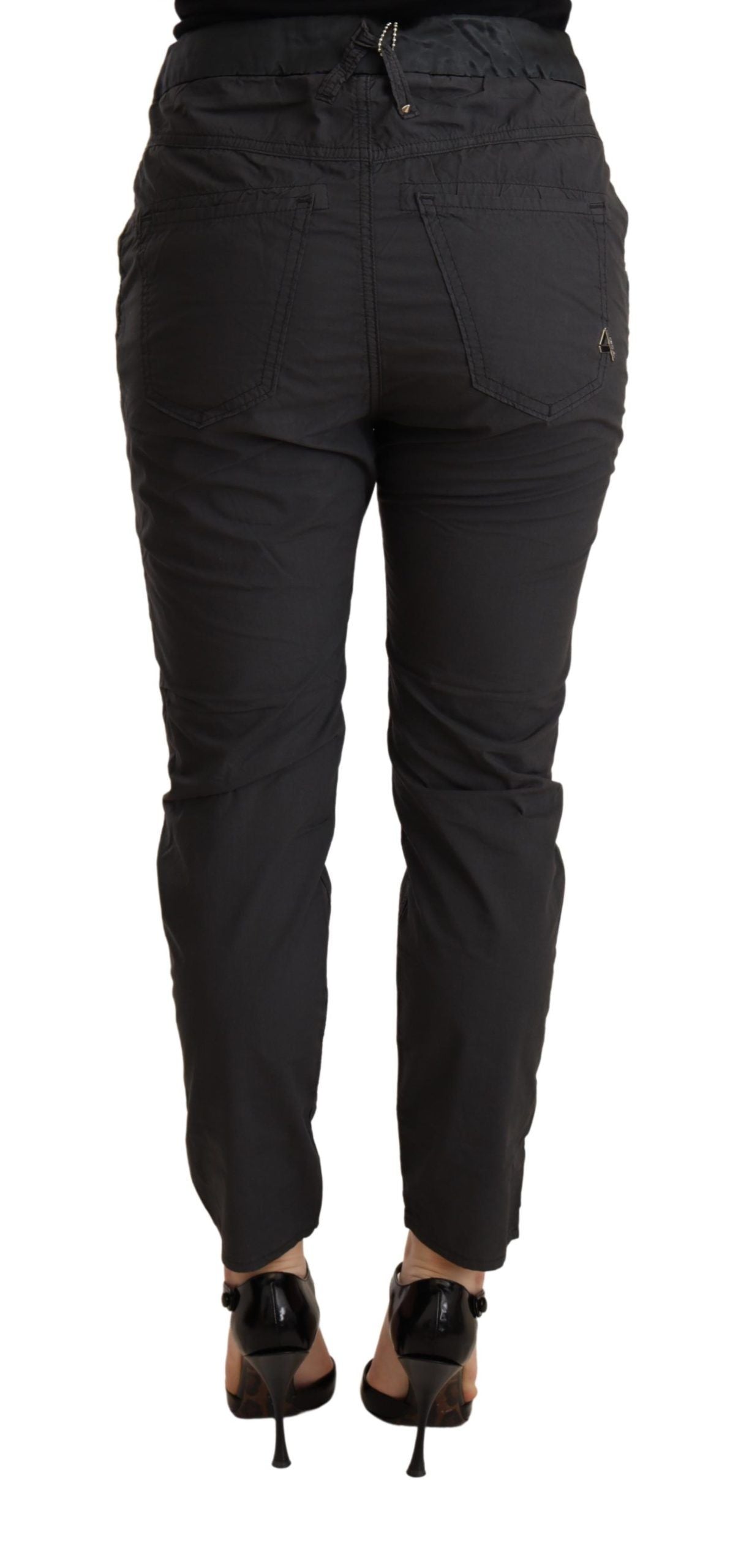 Graue Slim Fit Skinny Hose aus Baumwolle mit mittlerer Taille