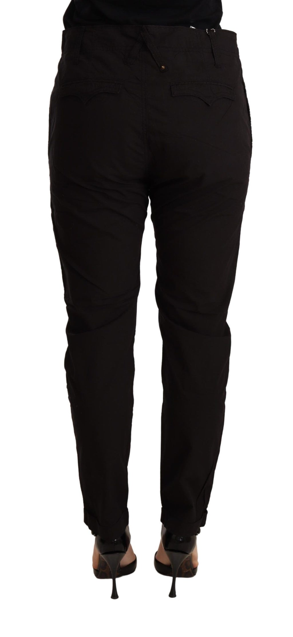 Elegant black baggy cotton trousers