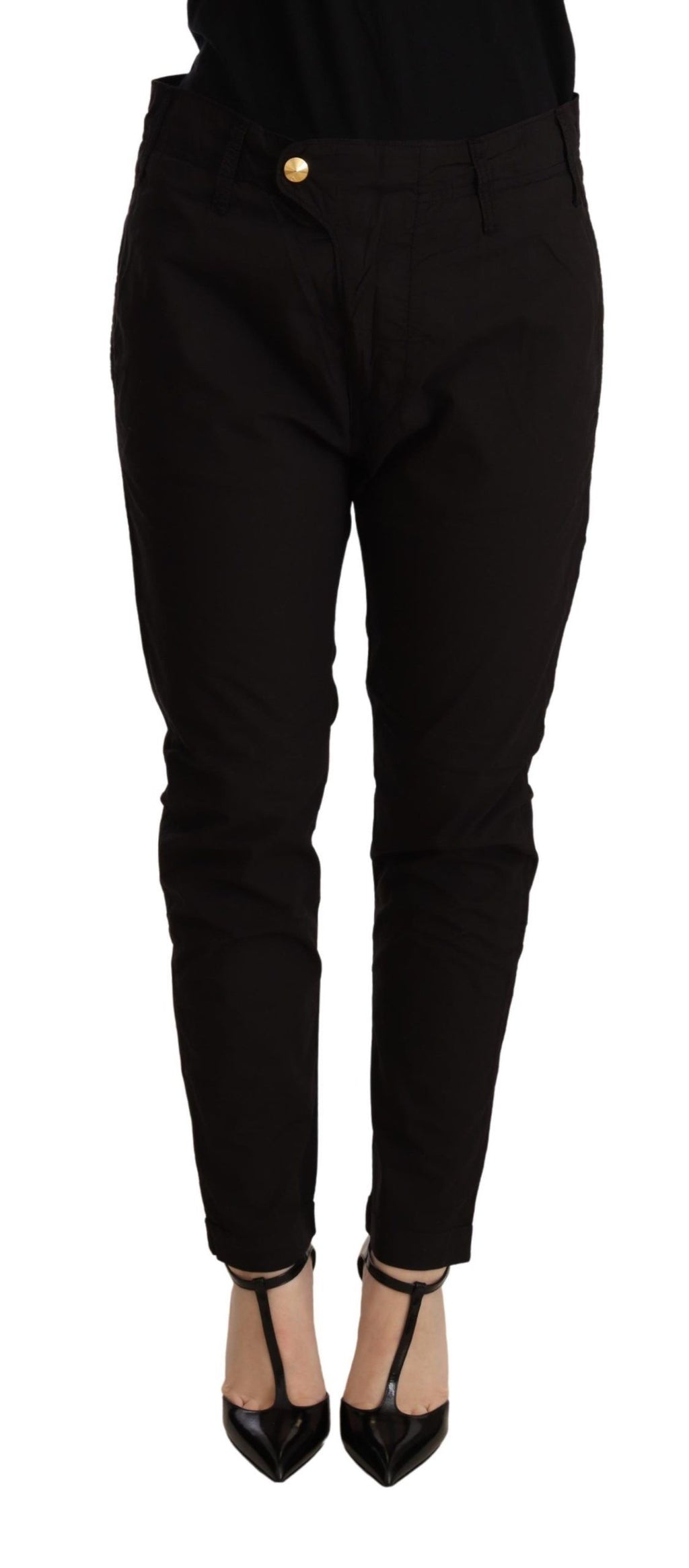 Elegant black baggy cotton trousers