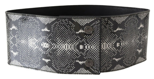 Classic leather belt with snakeskin motif