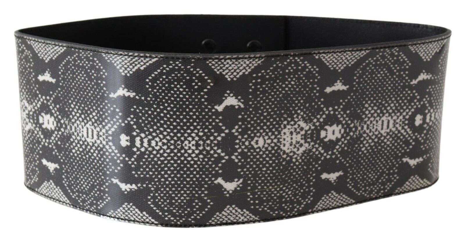 Classic leather belt with snakeskin motif
