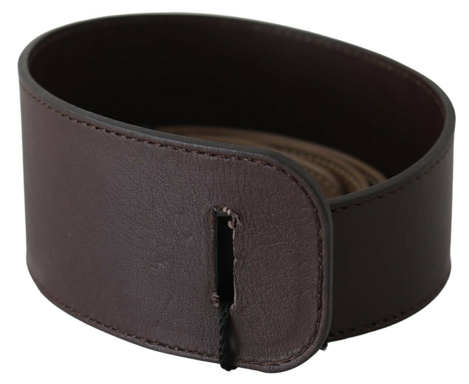 Elegant dark brown braided leather belt