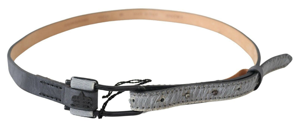 Elegant black braided leather belt