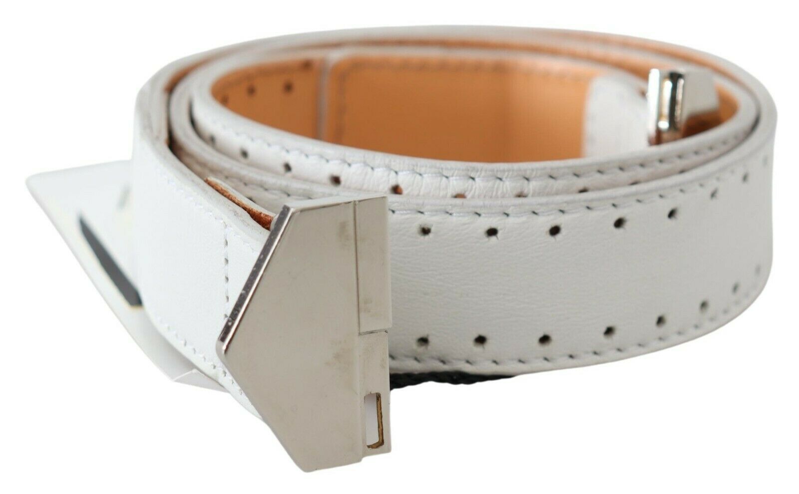 Elegant fashion belt made of white leather