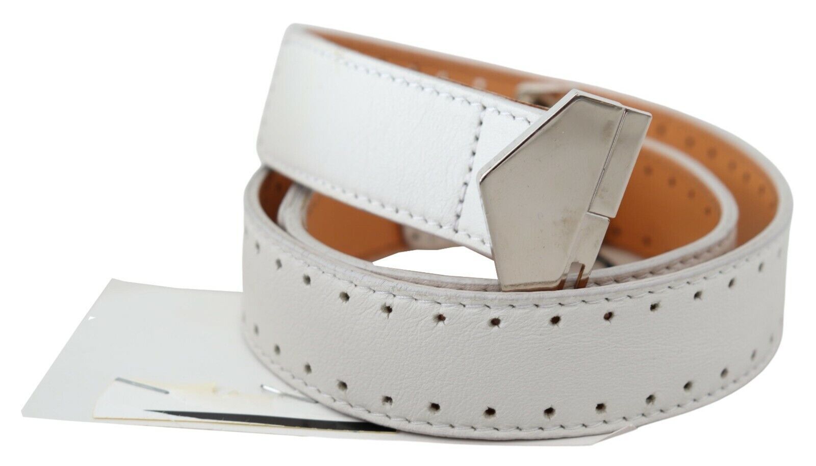 Elegant fashion belt made of white leather