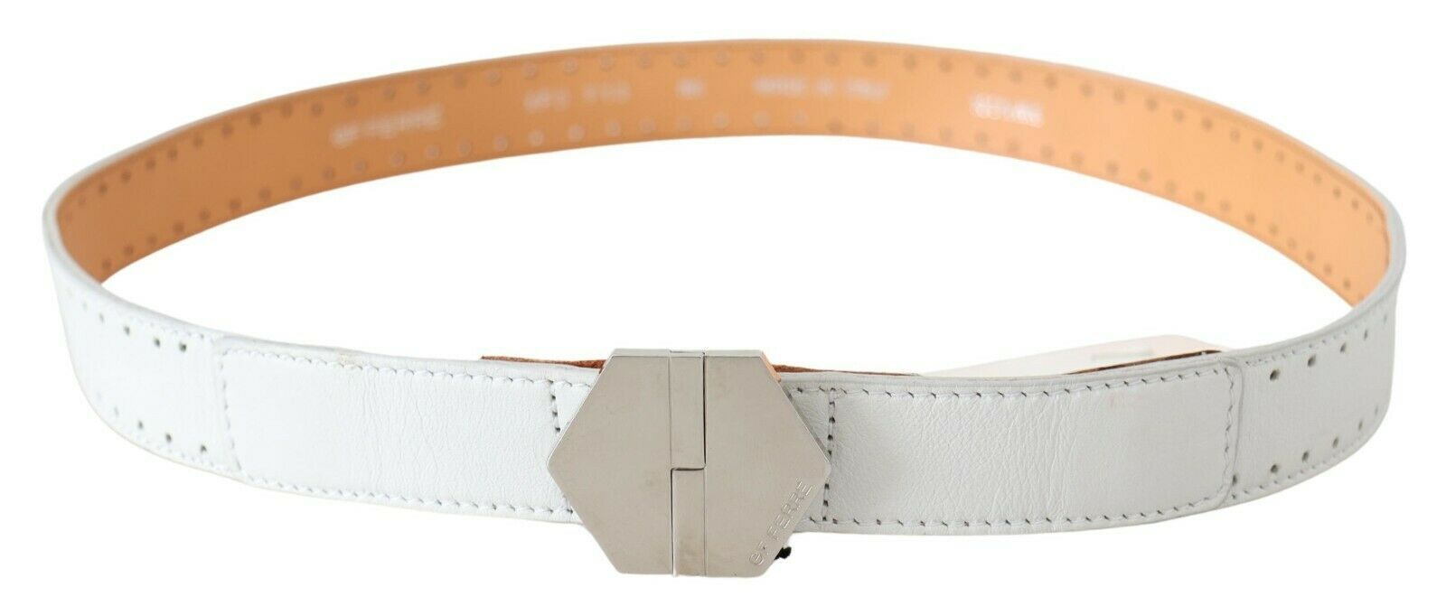 Elegant fashion belt made of white leather