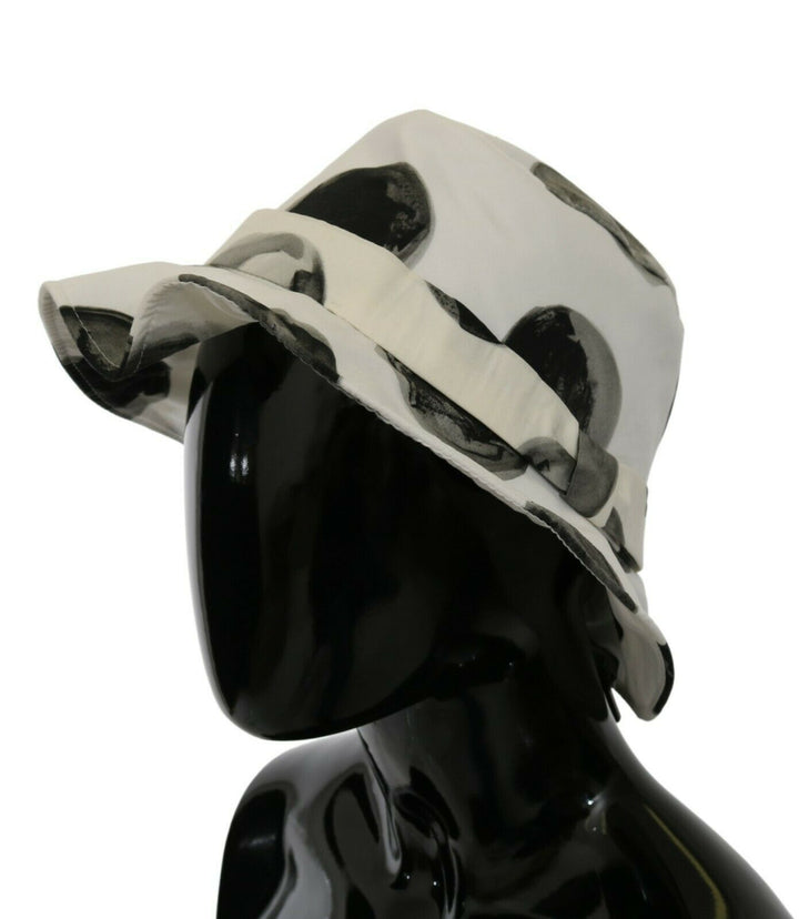 Polka Dot Cotton Bucket Hat - White &amp; Black