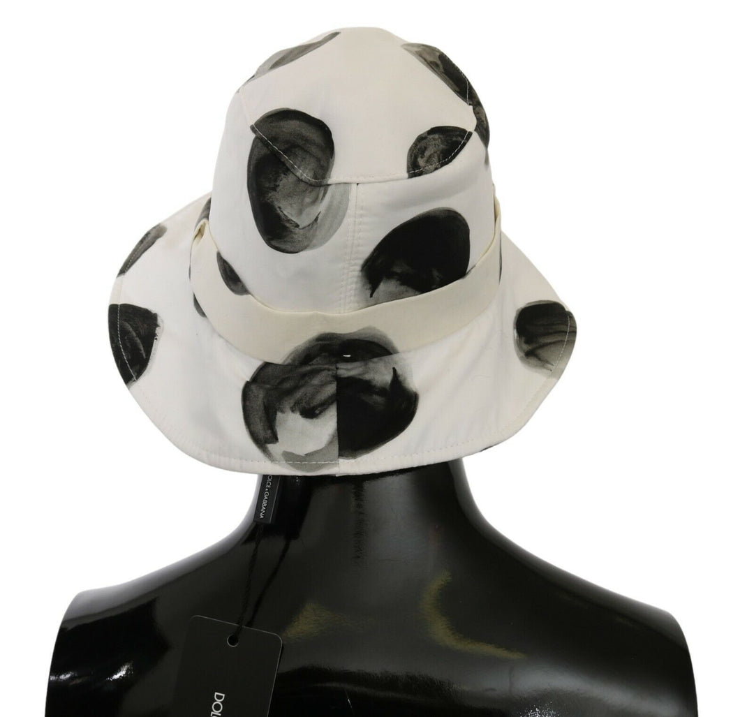 Polka Dot Cotton Bucket Hat - White &amp; Black