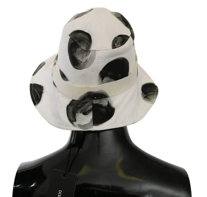 Polka Dot Cotton Bucket Hat - White &amp; Black