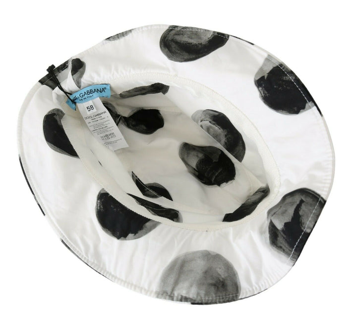 Polka Dot Cotton Bucket Hat - White &amp; Black