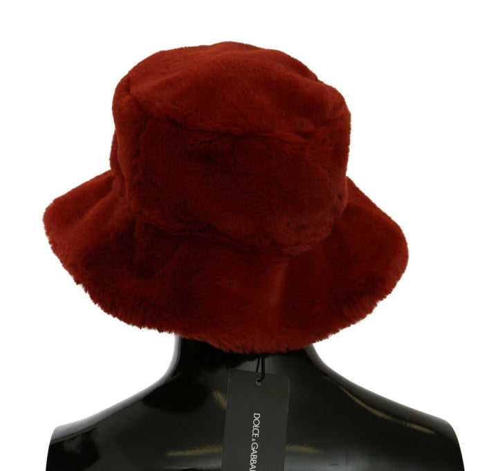 Rot Bordeaux Pelz breite Krempe Eimer Hut