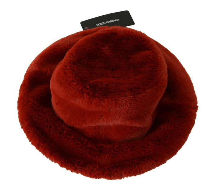 Rot Bordeaux Pelz breite Krempe Eimer Hut