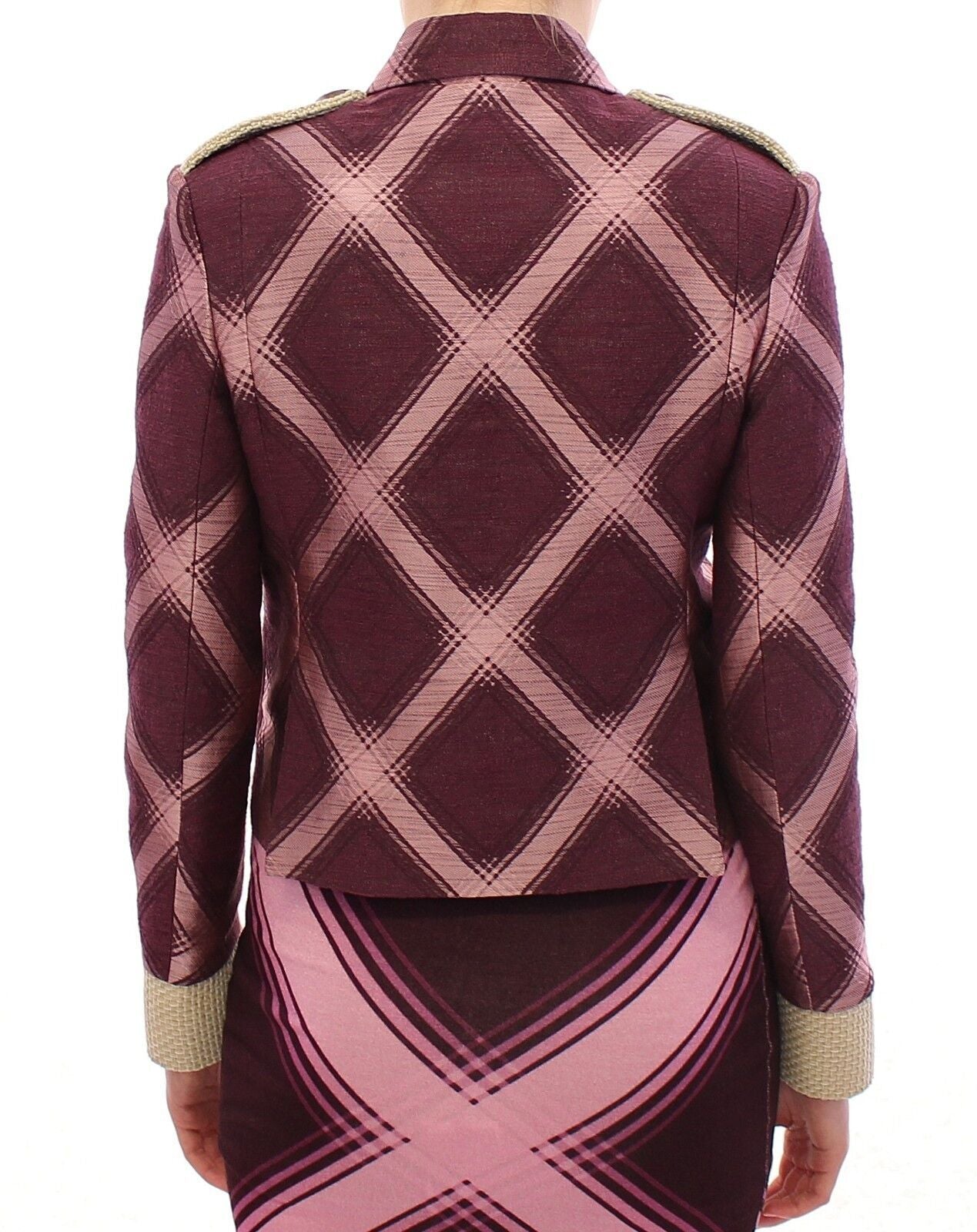 Elegant jacket with multicolored check print