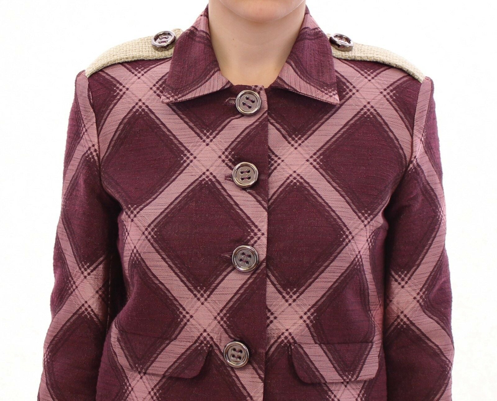 Elegant jacket with multicolored check print