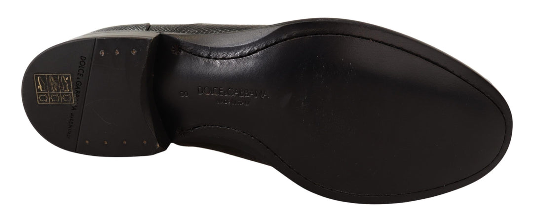 Elegante Schwarze Eidechsenhaut Derby Schuhe