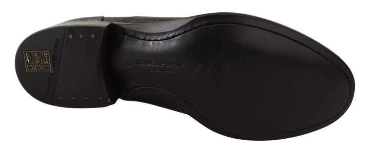 Elegante Schwarze Eidechsenhaut Derby Schuhe
