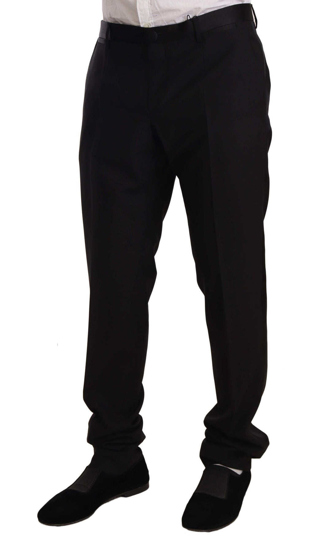 Elegant black skinny tuxedo trousers