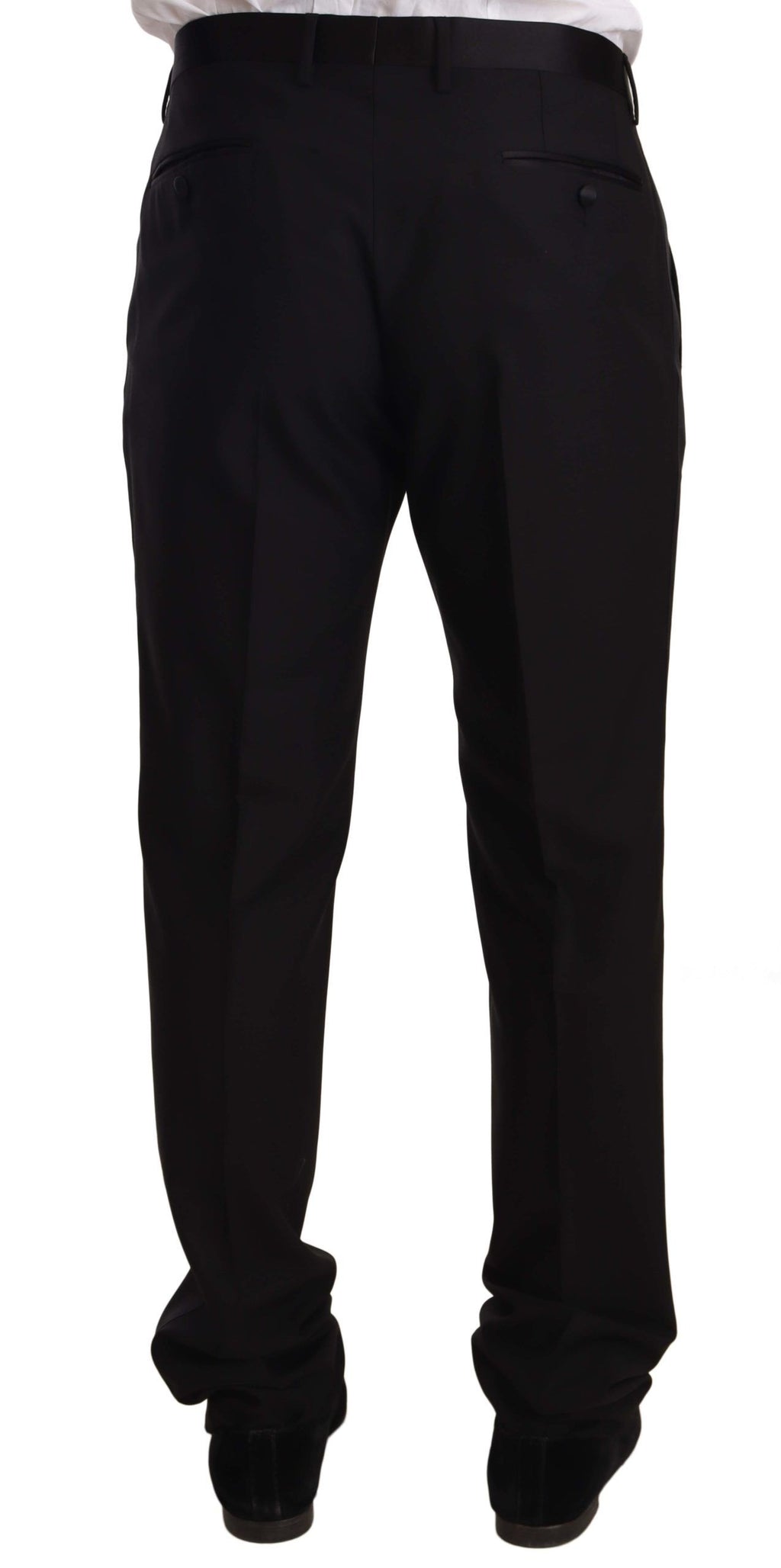 Elegant black skinny tuxedo trousers